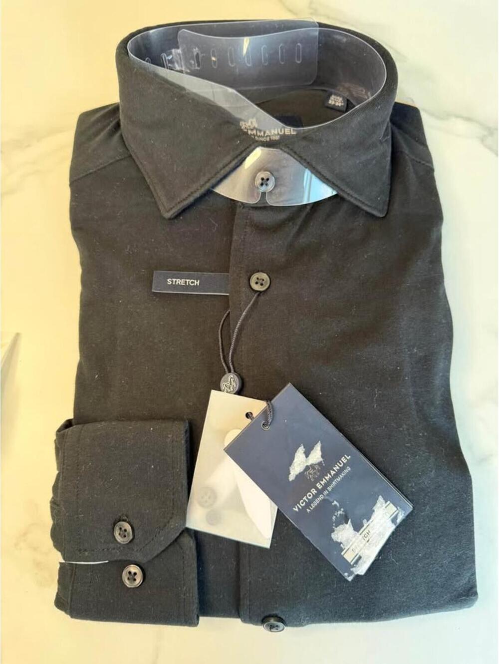 Victor Emmanuel Black Stretch Long Sleeve Shirt